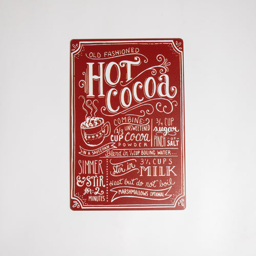Hot Cocoa Red Metal Sign