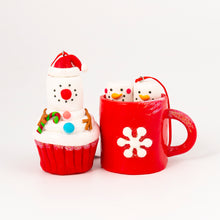 Load image into Gallery viewer, Handmade Red Cocoa Mug Tree Ornament
