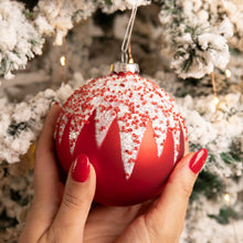 Load image into Gallery viewer, 10cm Red and White Bauble
