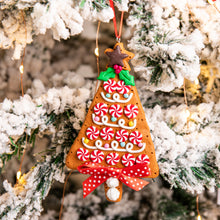 Load image into Gallery viewer, Gingerbread and candy cane tree ornament
