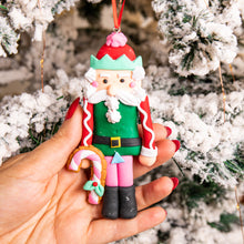 Load image into Gallery viewer, Gingerbread Nutcracker Tree Ornament holding a cane
