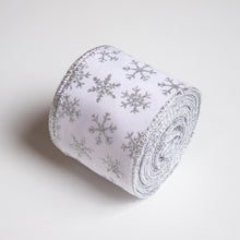 Load image into Gallery viewer, Silver Ribbon Roll with Snowflakes Design
