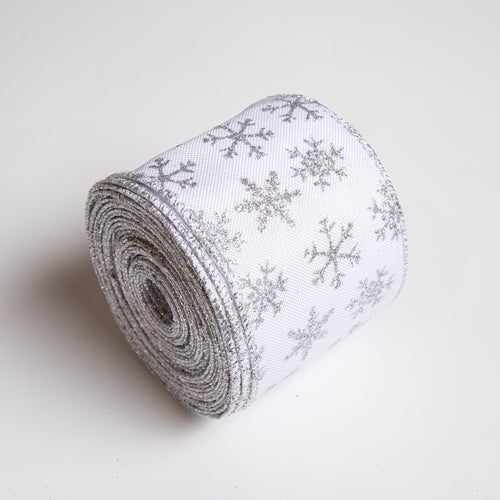 Silver Ribbon Roll with Snowflakes Design