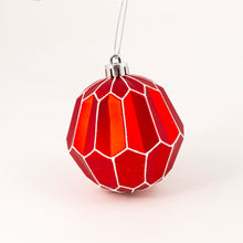 Load image into Gallery viewer, Matt red bauble with geometrical designs
