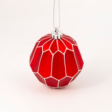 Load image into Gallery viewer, Matt red bauble with geometrical designs
