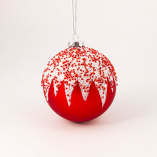 Load image into Gallery viewer, Handmade Red and White Glass Bauble
