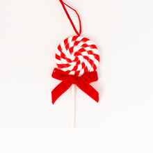 Load image into Gallery viewer, Peppermint swirl lollipop with red bow
