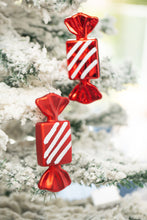 Load image into Gallery viewer, Set of 4 red shatterproof candy ornaments
