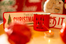 Load image into Gallery viewer, “Merry Christmas” red enamel mug
