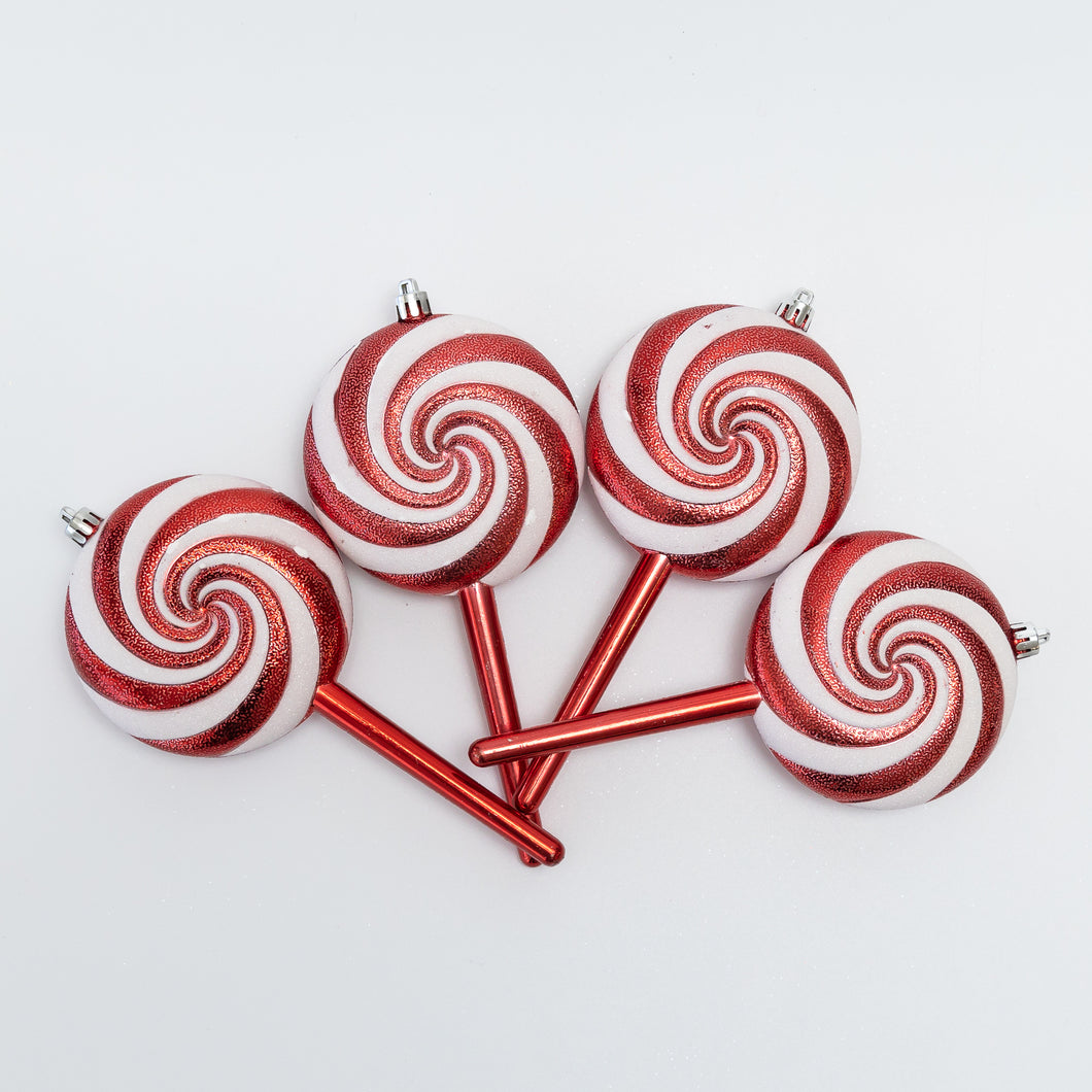 Peppermint shatterproof lollipop ornaments