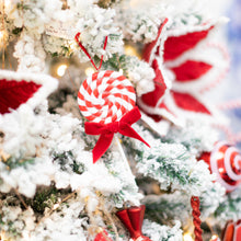 Load image into Gallery viewer, Peppermint swirl lollipop with red bow
