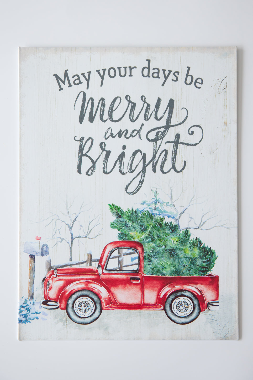 “May your days be Merry and Bright” white metal sign