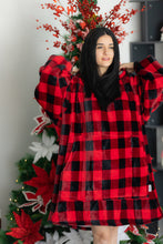 Load image into Gallery viewer, Red and Black Plaid Deluxe Christmas Hoodie
