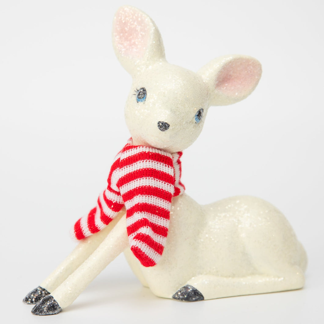 Glitter white sitting reindeer