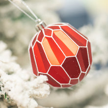 Load image into Gallery viewer, Matt red bauble with geometrical designs
