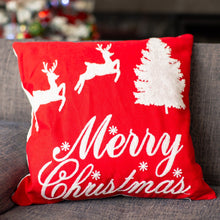 Load image into Gallery viewer, “Merry Christmas” red pillow cover
