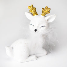 Load image into Gallery viewer, Handmade white reindeer with feather
