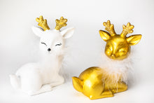 Load image into Gallery viewer, Handmade white reindeer with feather
