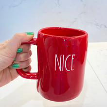 Load image into Gallery viewer, Red &quot;NICE - NAUGHTY&quot; Rae Dunn by Magenta Ceramic Mug
