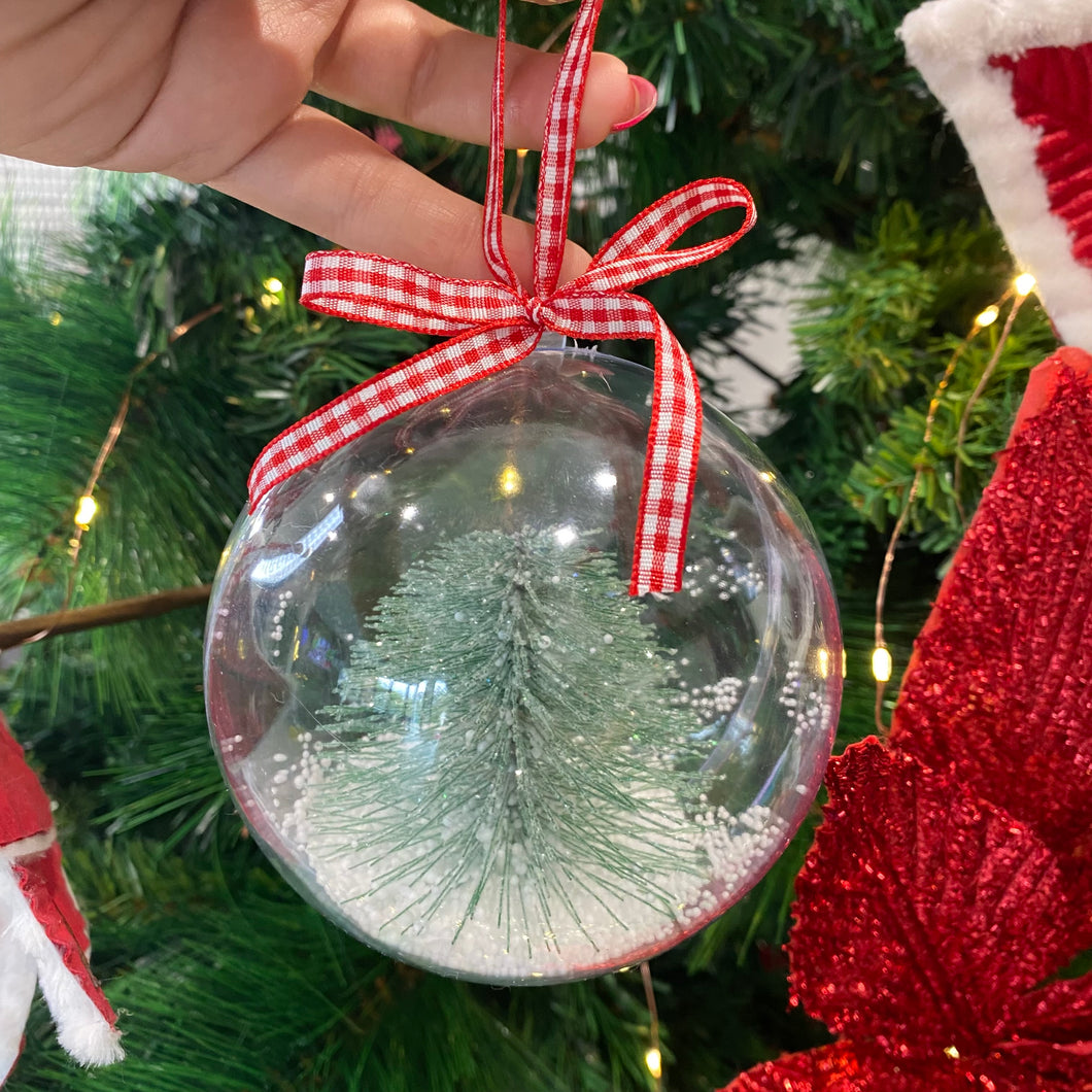 Clear bauble with Christmas tree and Snow inside