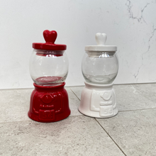 Load image into Gallery viewer, White Glass and Ceramic Mini Gumball Machine Container
