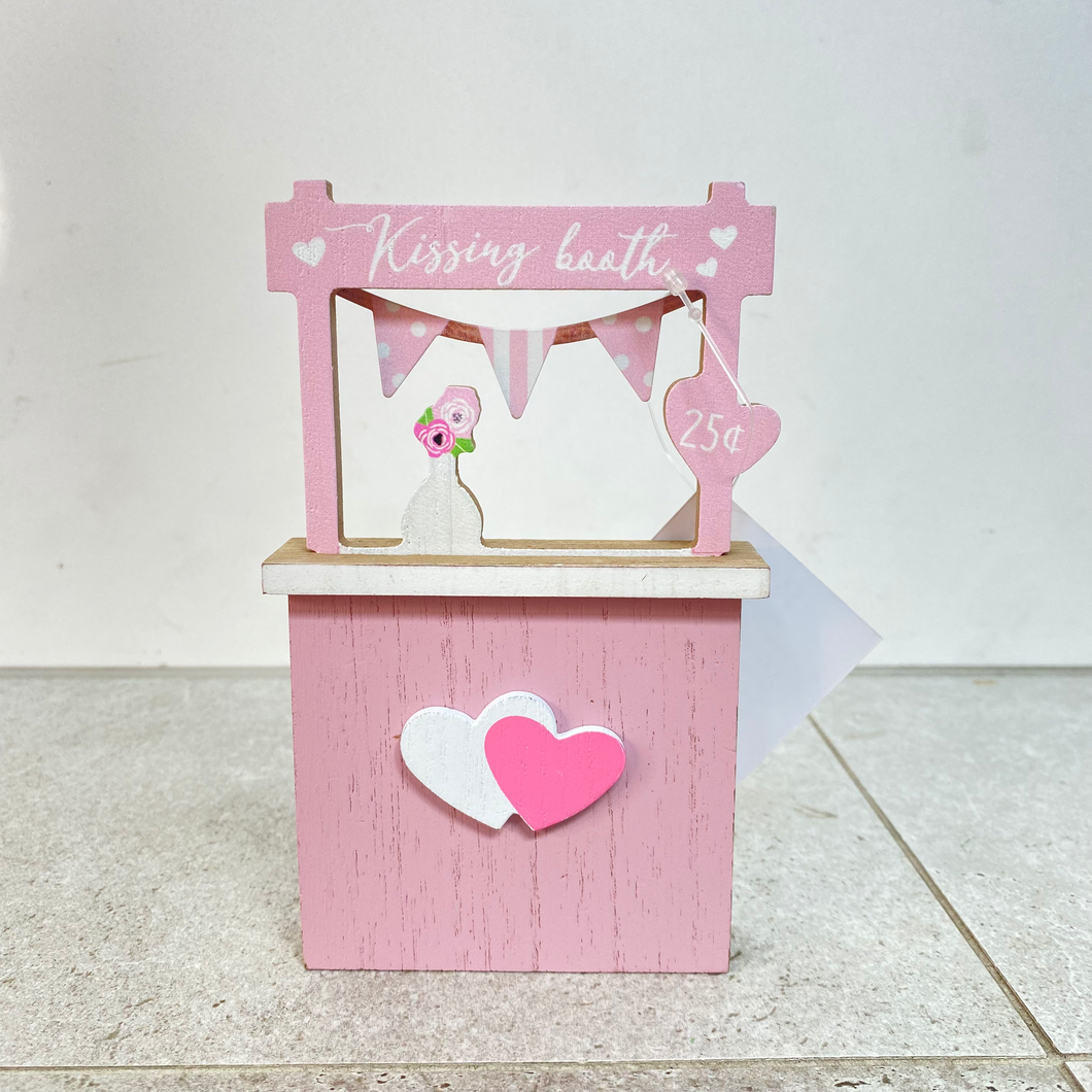 Vintage Pink And White Wood Kissing Booth