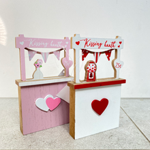 Load image into Gallery viewer, Vintage Pink And White Wood Kissing Booth
