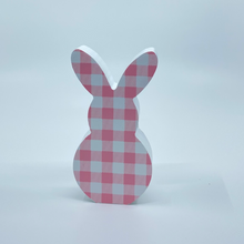 Load image into Gallery viewer, Pink Gingham Easter Wooden Bunny
