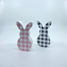 Load image into Gallery viewer, Black Gingham Easter Wooden Bunny
