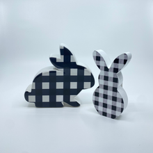 Load image into Gallery viewer, Black and Pink Double-sided Gingham Ceramic Easter Bunny
