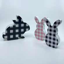 Load image into Gallery viewer, Black Gingham Easter Wooden Bunny
