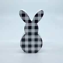 Load image into Gallery viewer, Black Gingham Easter Wooden Bunny
