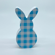 Load image into Gallery viewer, Blue Gingham Easter Wooden Bunny
