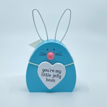 Load image into Gallery viewer, Wood Block Blue Bunny Head with Wired Ears
