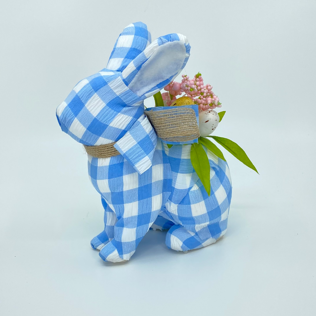 Gingham Blue Foam Easter Bunny