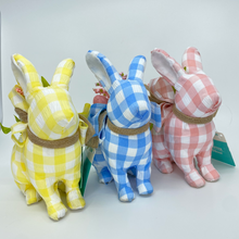 Load image into Gallery viewer, Gingham Blue Foam Easter Bunny
